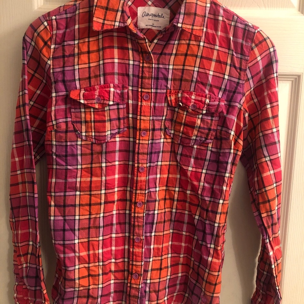 Aeropostale plaid flannel button up shirt sz small